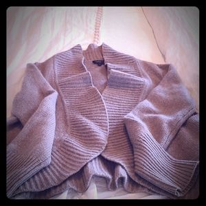 Talbots mink in color cashmere ruffle collar cardi